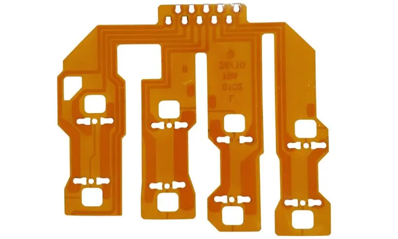 Flexible circuit product example showing conductor routing and contact geometry