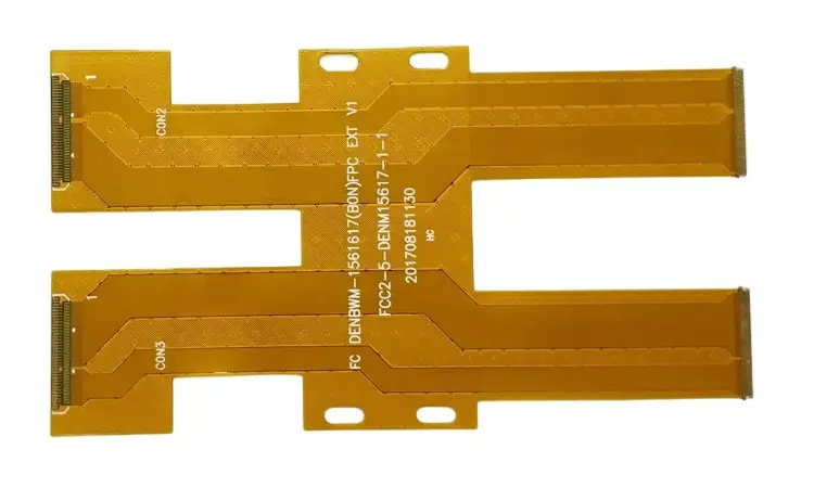Flexible circuit product example showing conductor routing and contact geometry