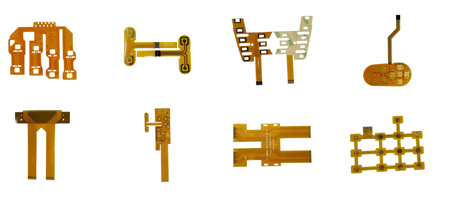 Flexible circuit product example showing conductor routing and contact geometry